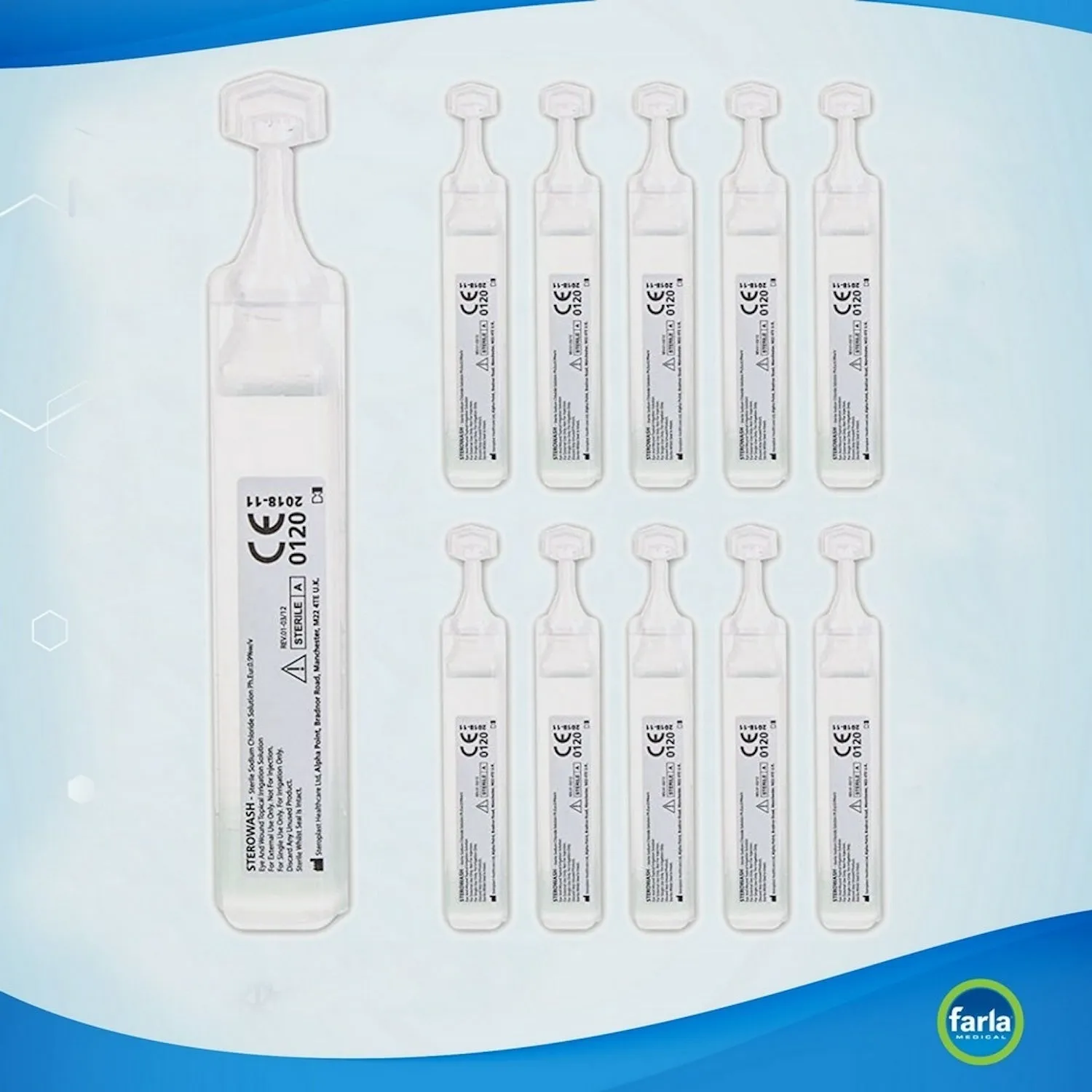 Steroplast Eye/Wound Wash Solution Pods | Sterile | 20ml | Pack of 25