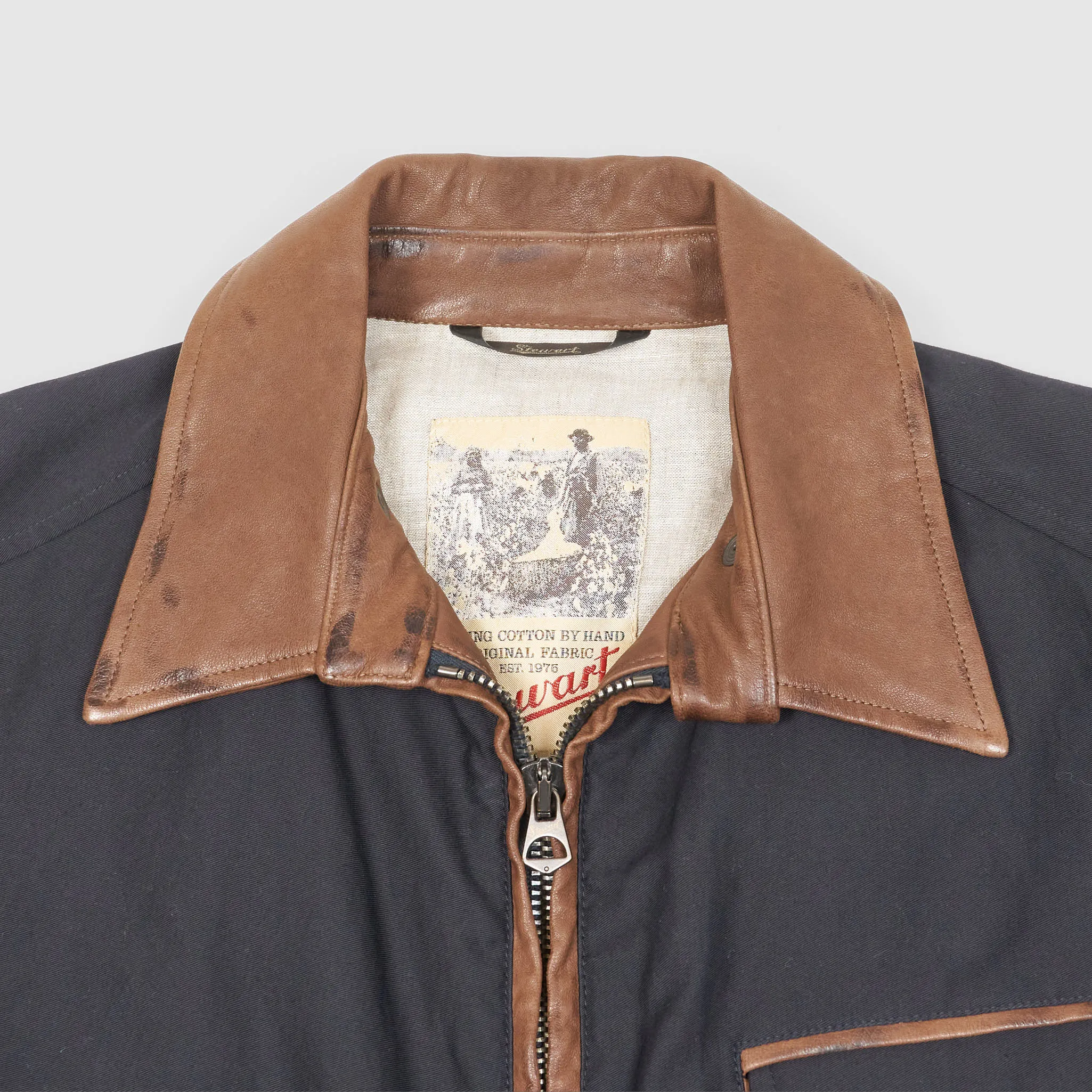 Stewart Canvas Heritage Sports Jacket With Leather Trims