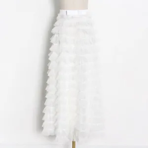 Streetwear Solid Color Ruched Long Skirts For Women