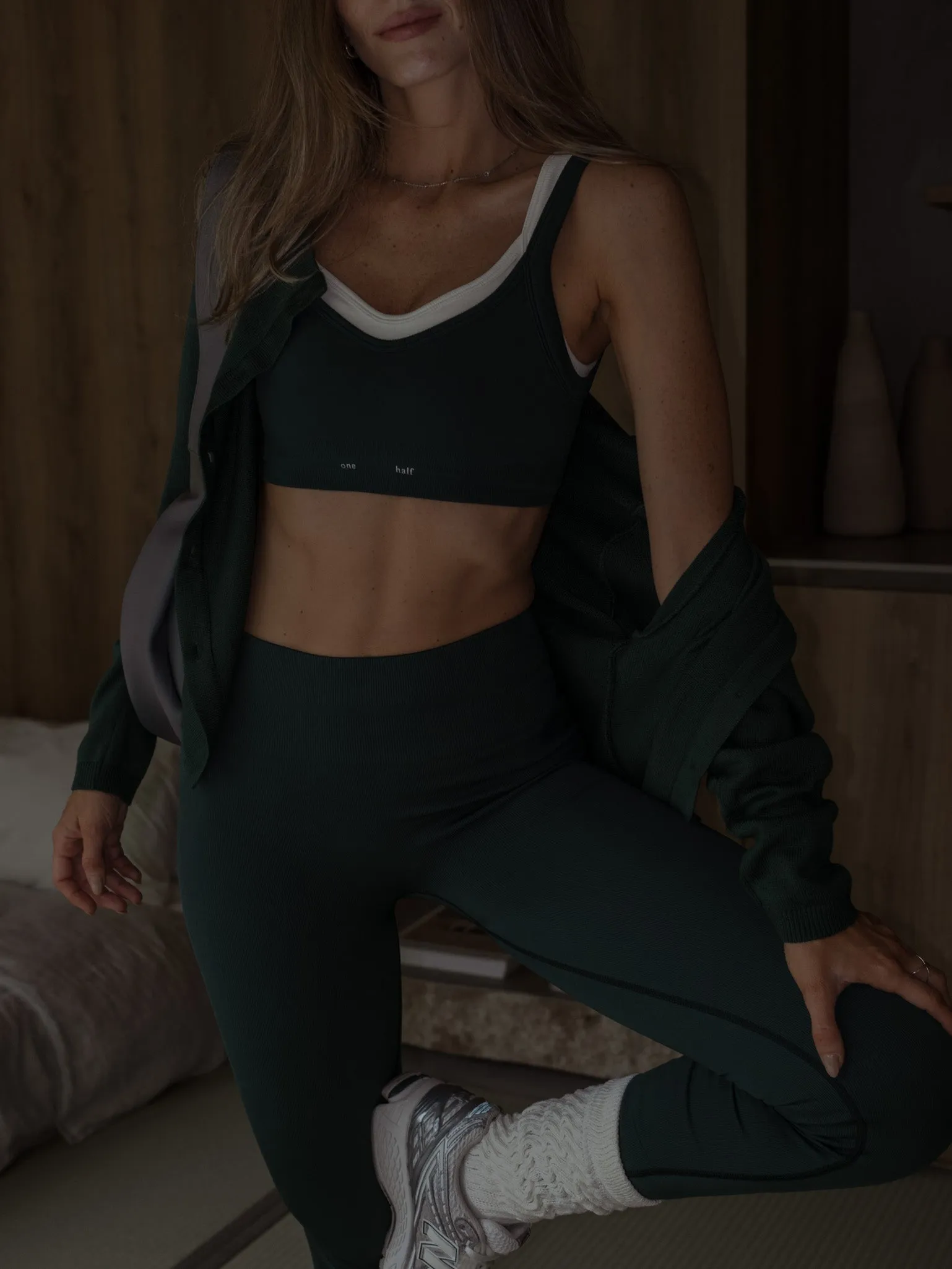 STRIPE SEAMLESS LEGGINGS - MYSTIC GREEN