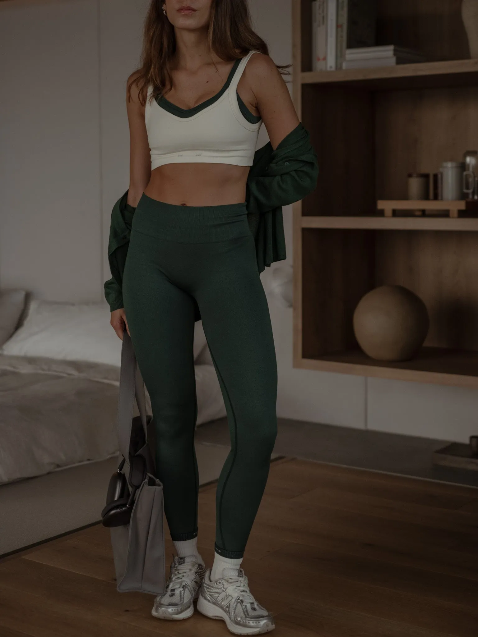 STRIPE SEAMLESS LEGGINGS - MYSTIC GREEN
