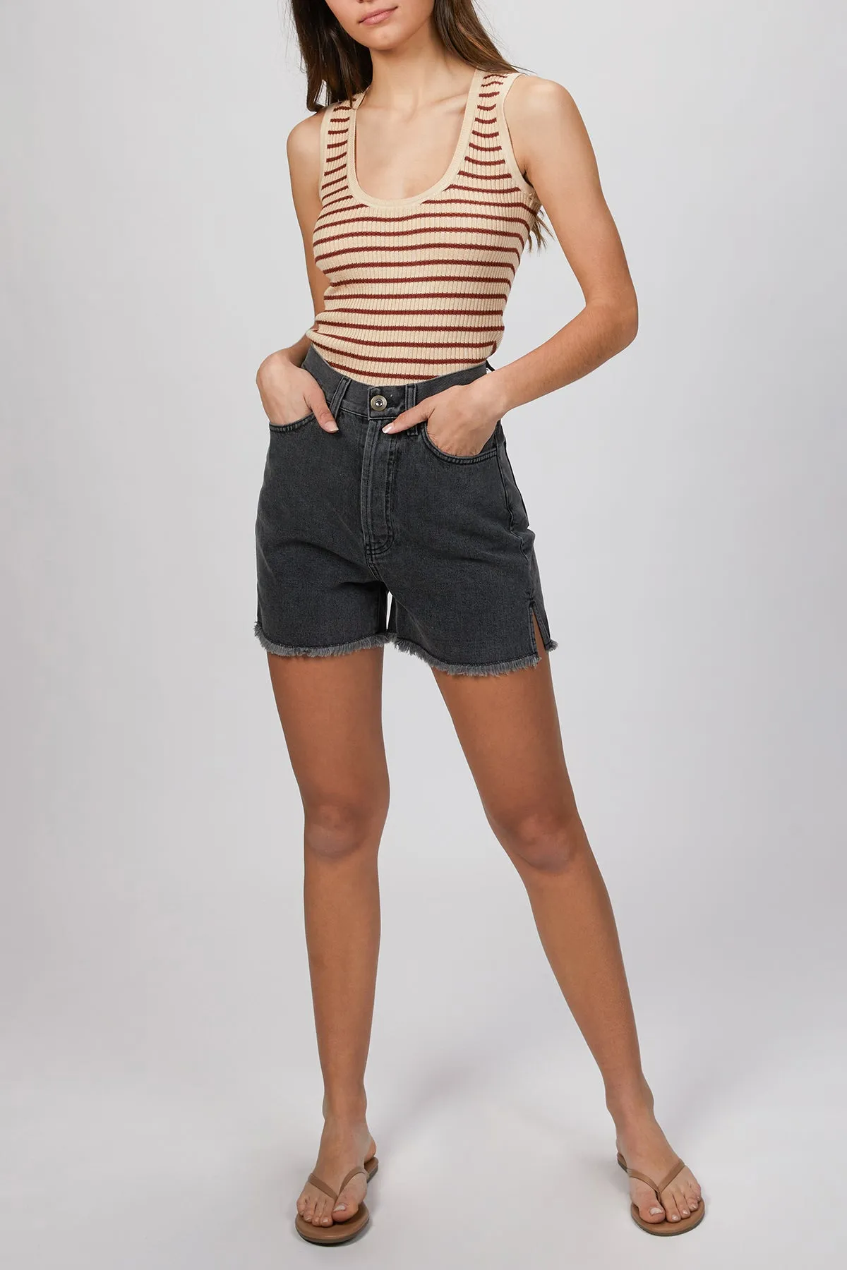 STRIPED RIBBED TANK