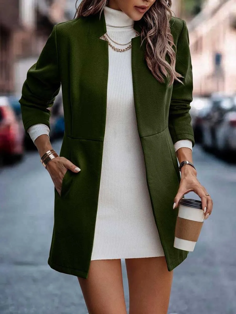 Stunncal Cotton Half Open Neck Tweed Coat