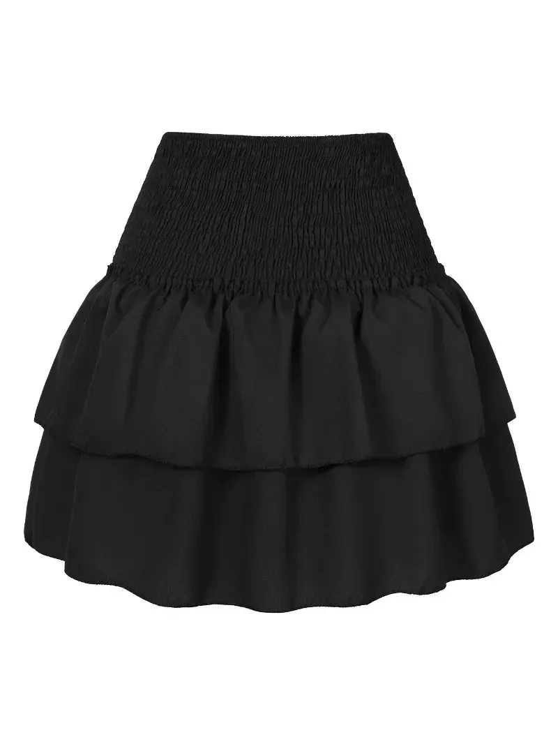 Summer Floral Pleated Ruffle Skirt | Vintage Y2K Bohemian Pink Mini Skirt