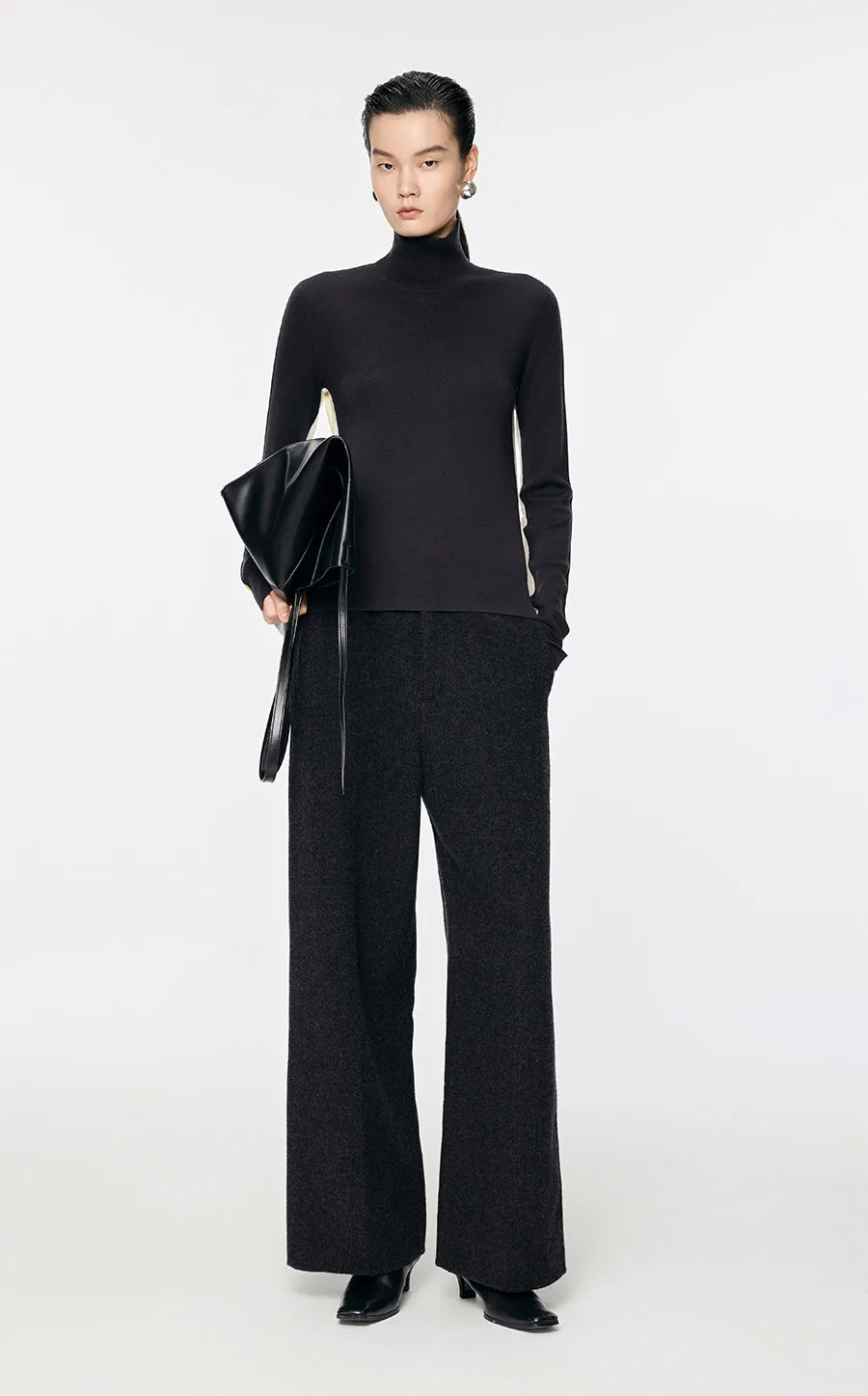 Sweater / JNBY Basolan Wool High Neck color-block Sweater