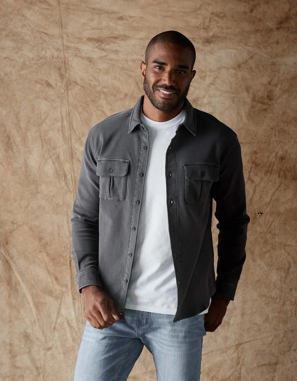 Tailored Terry Shirt Jacket - Steel