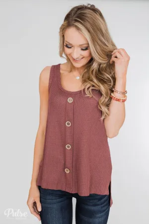 Thermal Button Tank Top- Marsala
