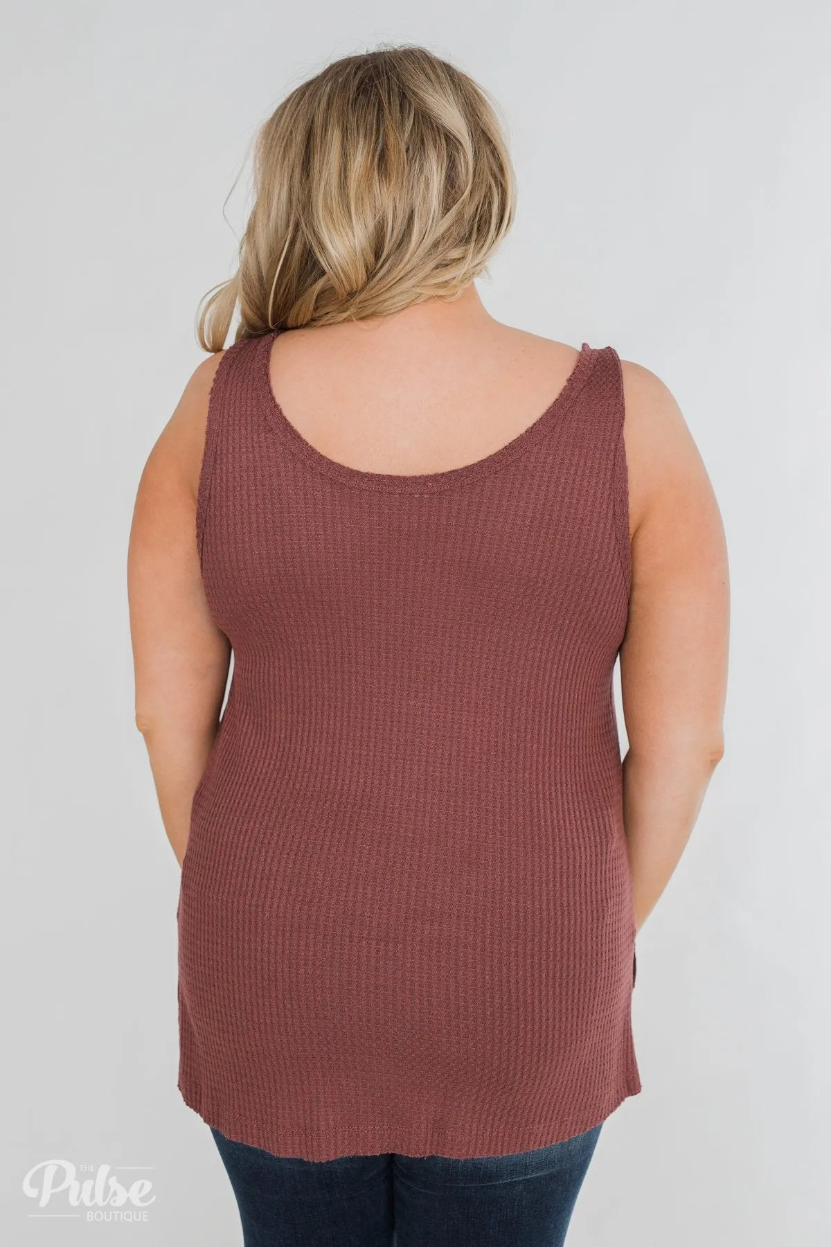 Thermal Button Tank Top- Marsala