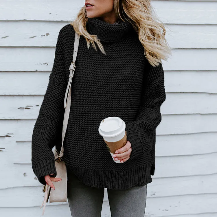 Thick Wool Long Sleeve High Collar Pullover Sweater