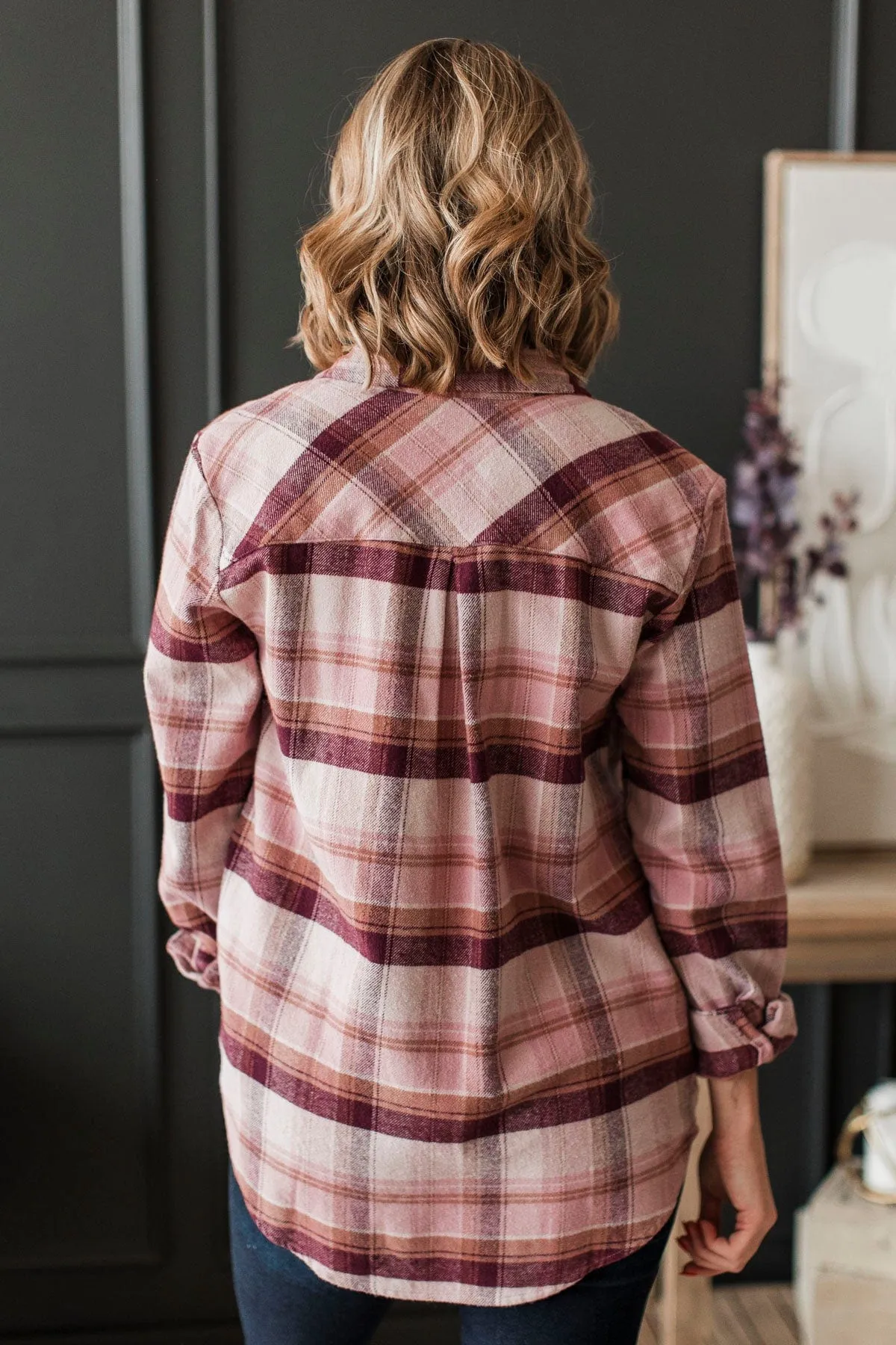 Thread & Supply Places To Love Plaid Button Top- Magenta