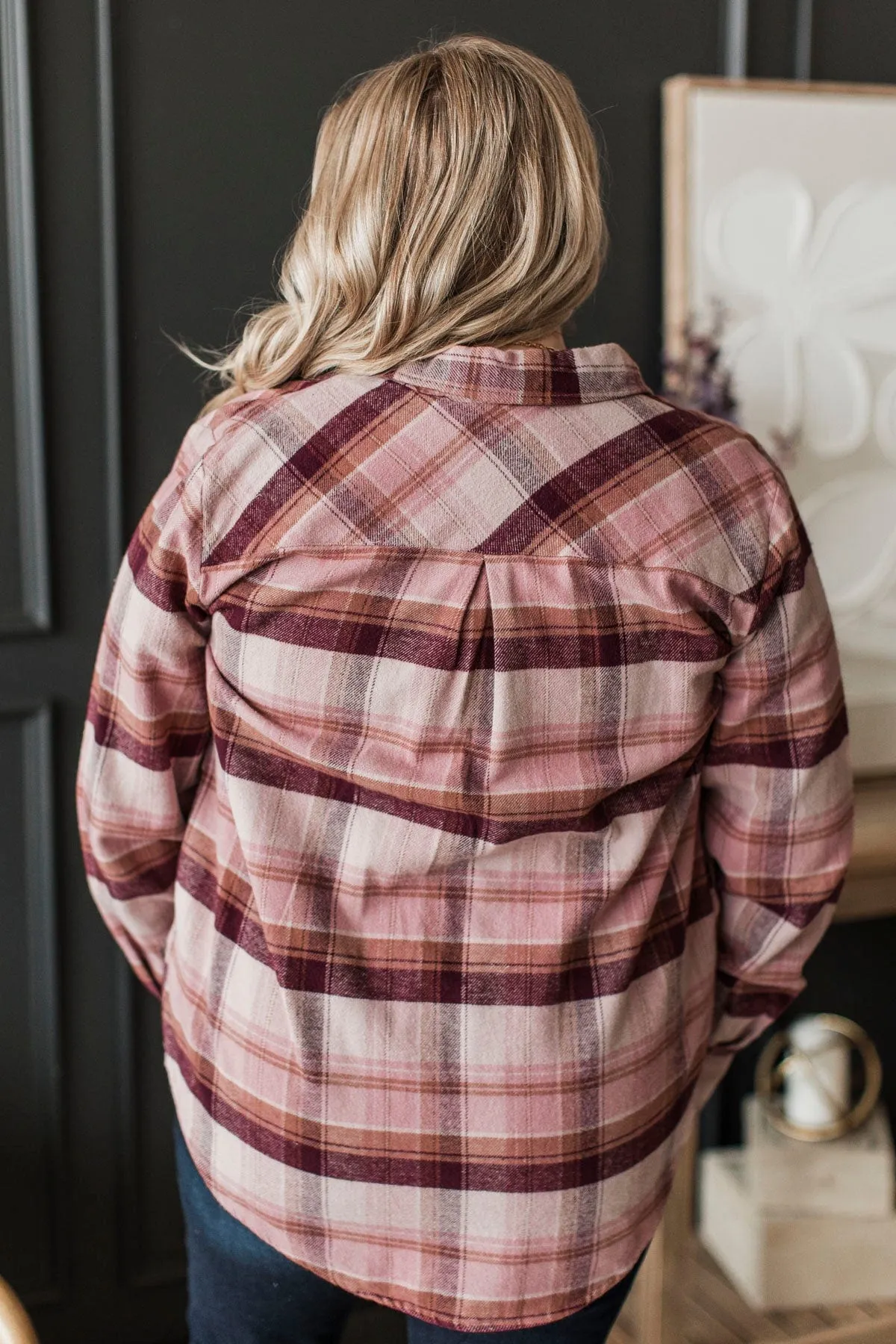 Thread & Supply Places To Love Plaid Button Top- Magenta