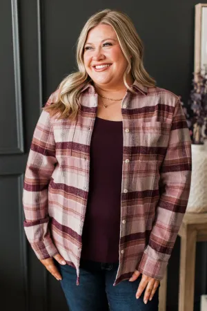 Thread & Supply Places To Love Plaid Button Top- Magenta