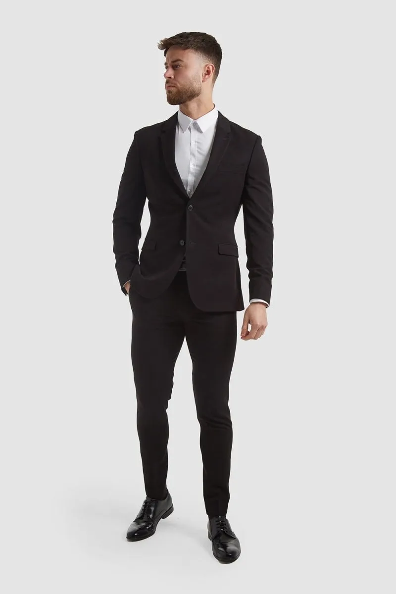 True Muscle Fit Suit Jacket in Black