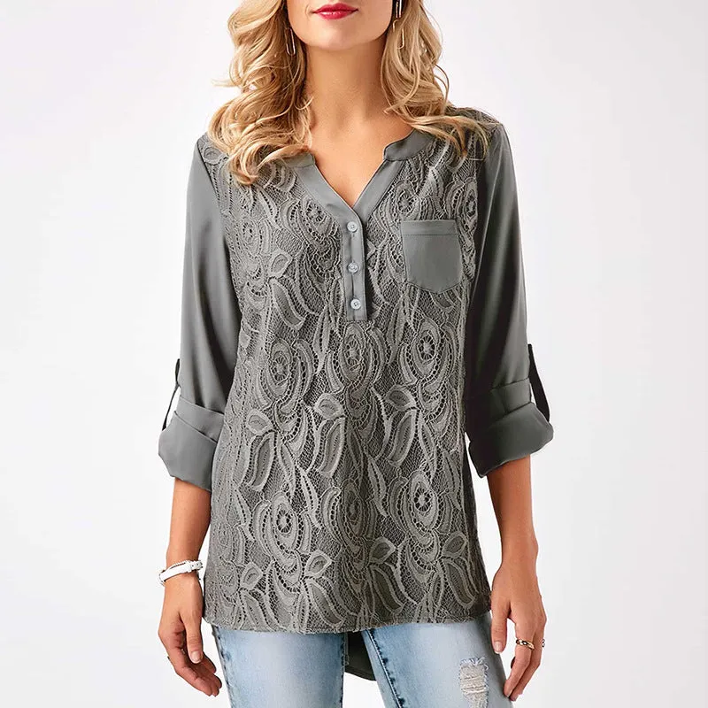 V NECK CHIFFON BLOUSE