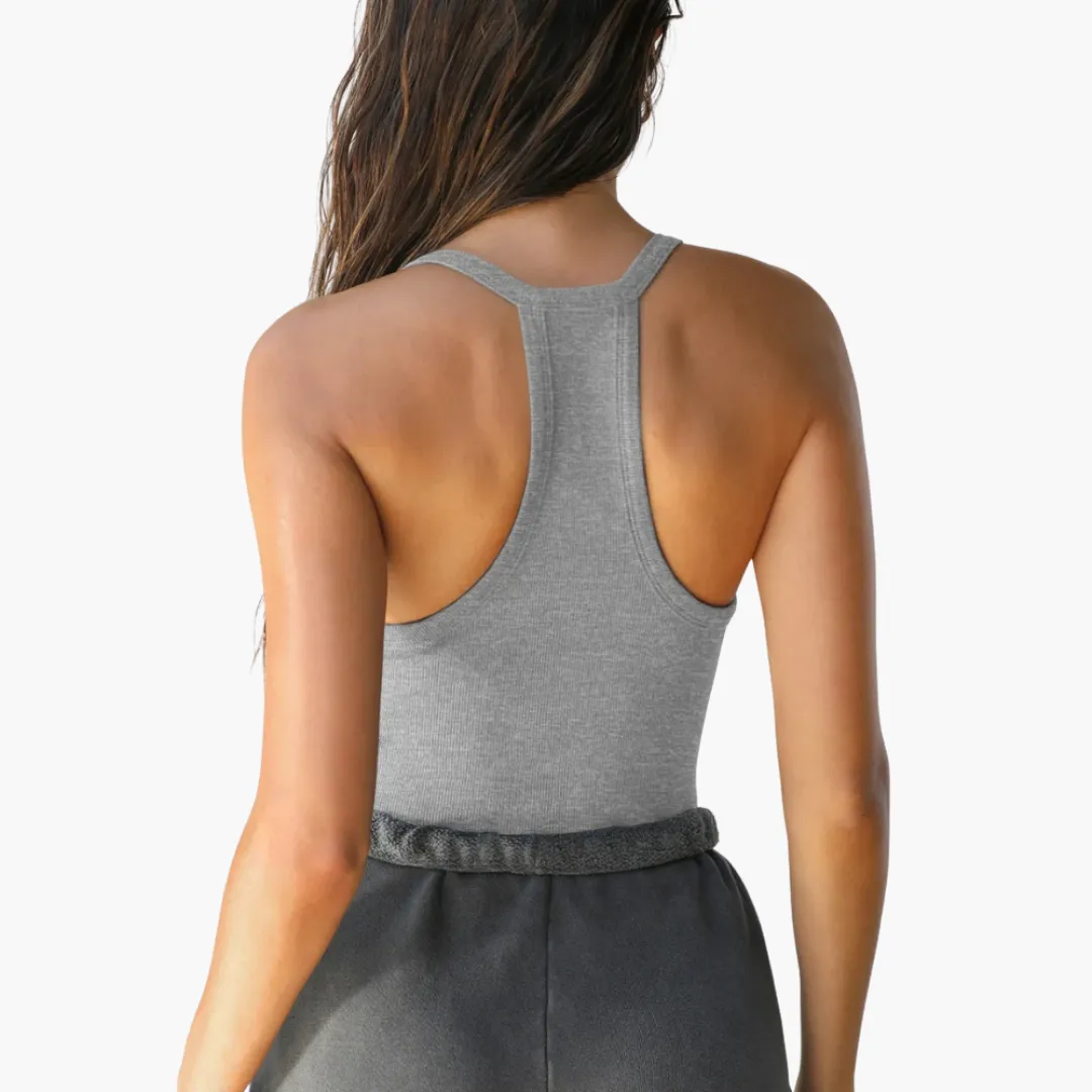 V-Neck Ribbed Tank Top - Women's Slim Fit Sleeveless Shirt
