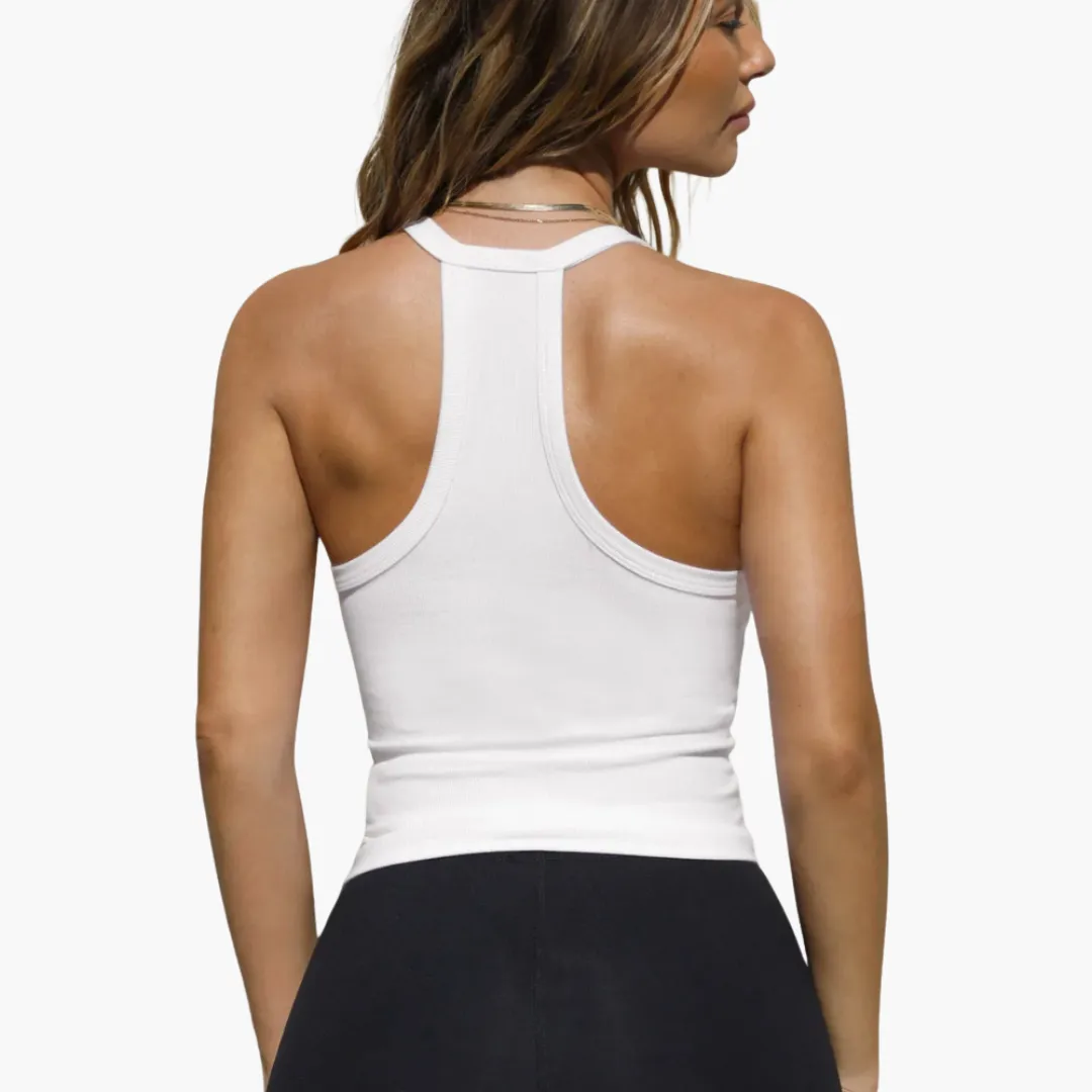 V-Neck Ribbed Tank Top - Women's Slim Fit Sleeveless Shirt