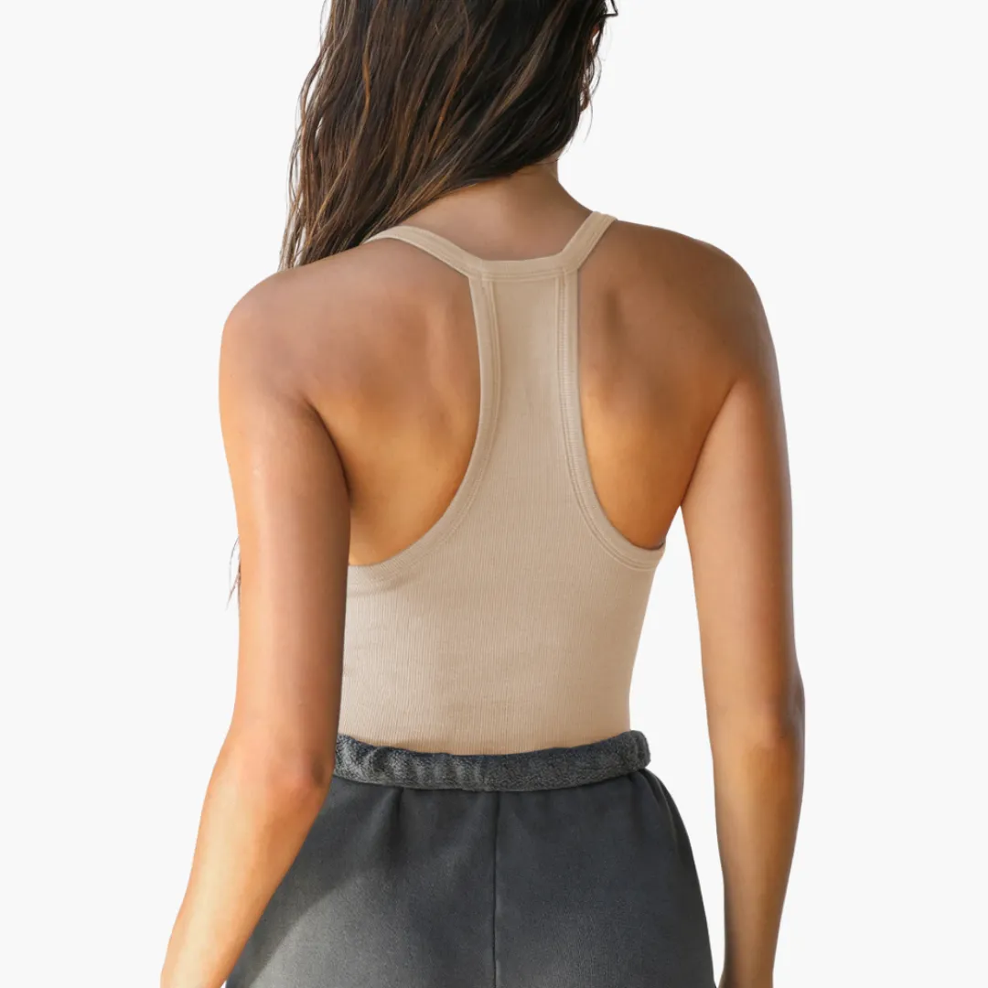 V-Neck Ribbed Tank Top - Women's Slim Fit Sleeveless Shirt