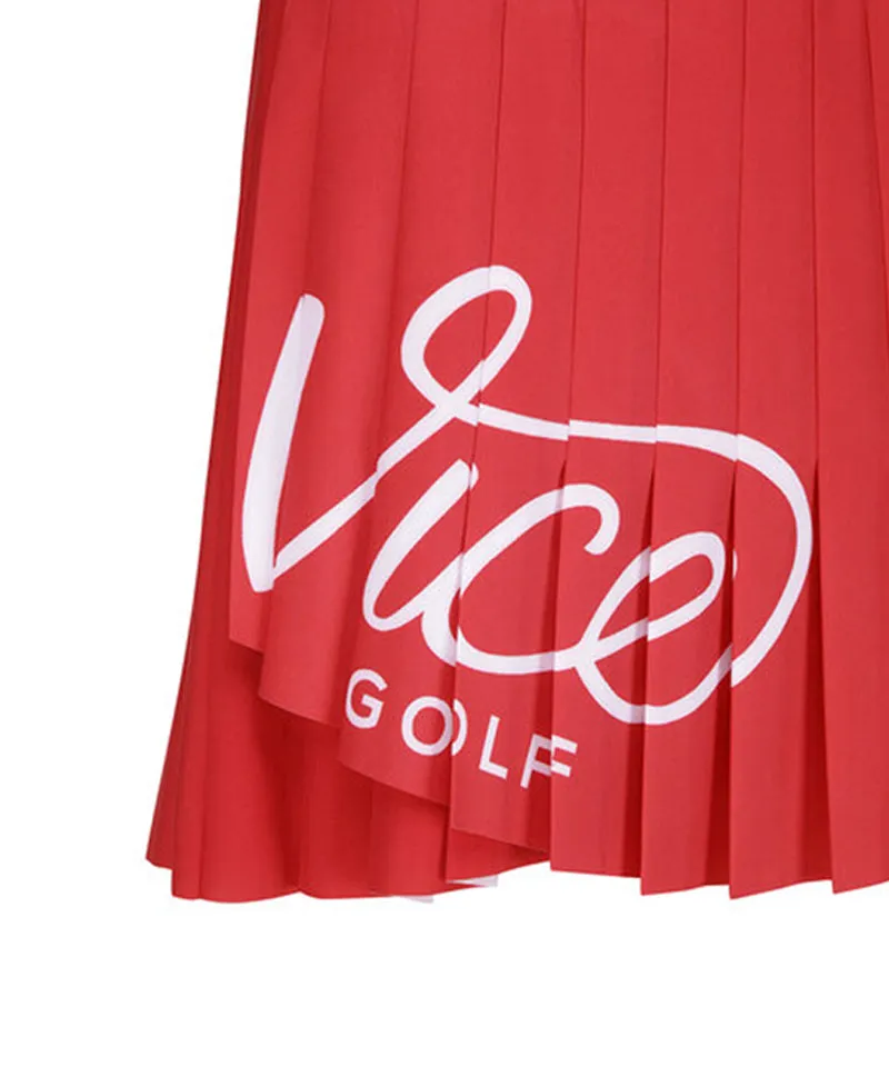 Vice Golf Atelier Women's Big Logo Pleat Skirt - Red