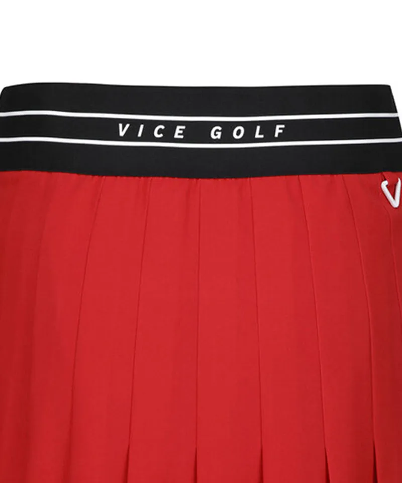 Vice Golf Atelier Women's Big Logo Pleat Skirt - Red