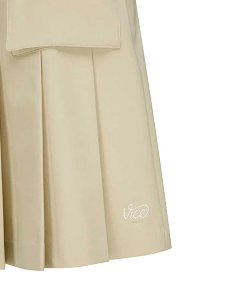 Vice Golf Atelier Women's Cargo Pocket Point Pleats Skirt - Beige