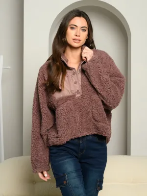 WOMEN'S HALF BUTTON DOWN KNIT SWEATER