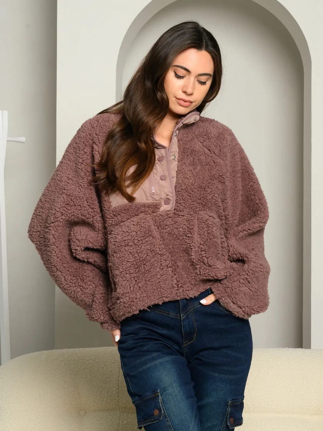WOMEN'S HALF BUTTON DOWN KNIT SWEATER