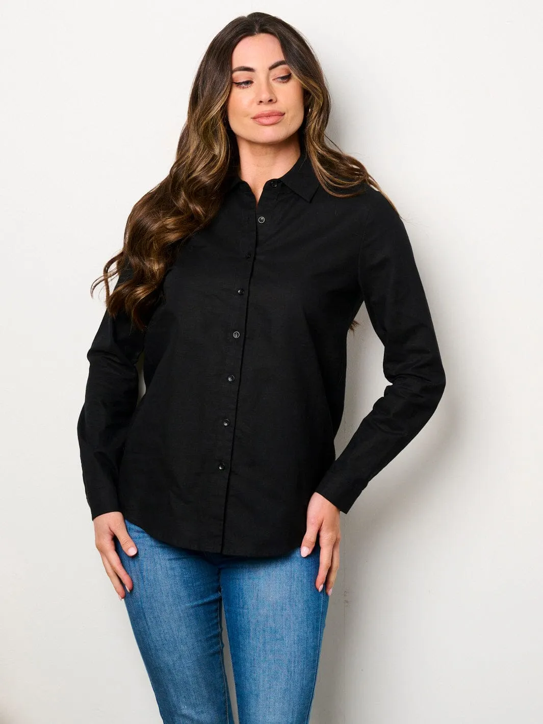 WOMEN'S LONG SLEEVE BUTTON UP BLOUSE TOP