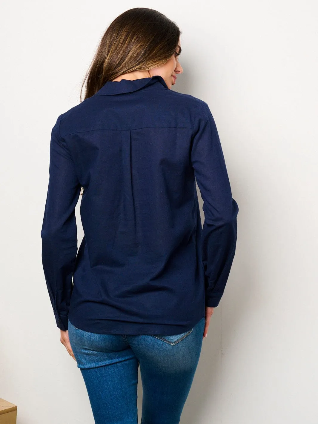 WOMEN'S LONG SLEEVE BUTTON UP BLOUSE TOP