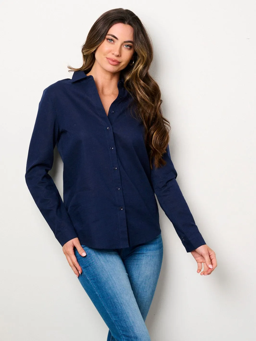 WOMEN'S LONG SLEEVE BUTTON UP BLOUSE TOP