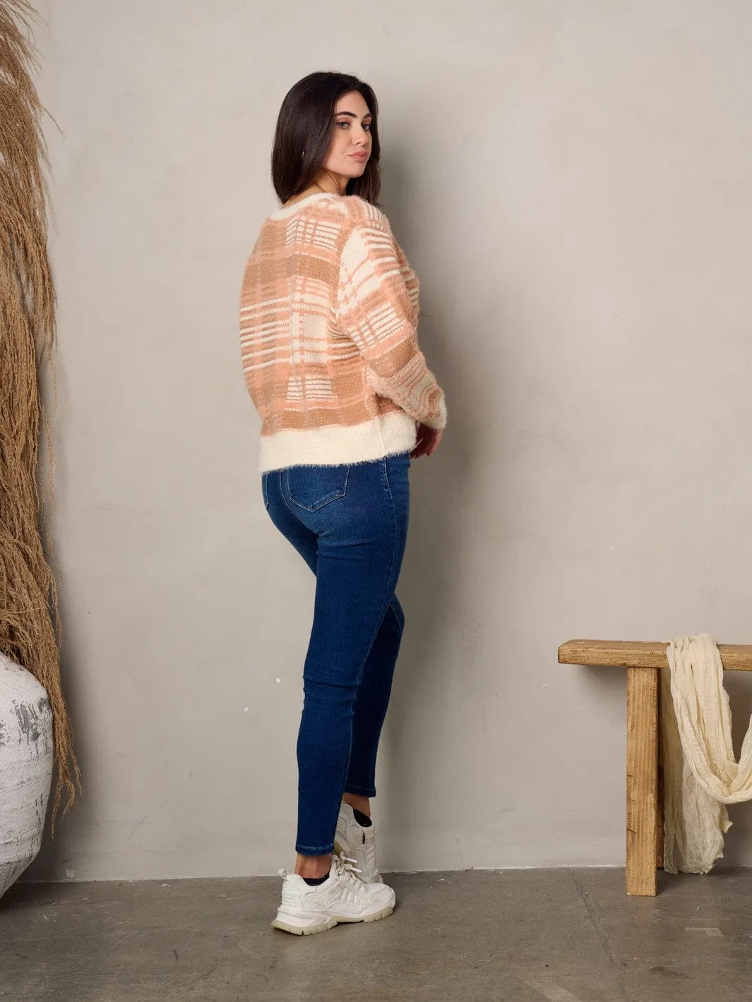 WOMEN'S LONG SLEEVE BUTTON UP FUZZY SWEATER