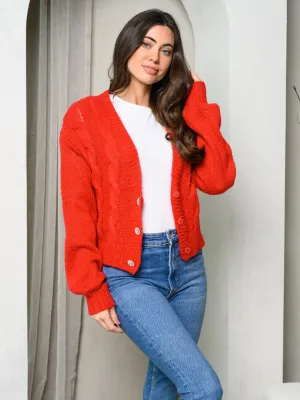 WOMEN'S LONG SLEEVE BUTTON UP KNIT SWEATER