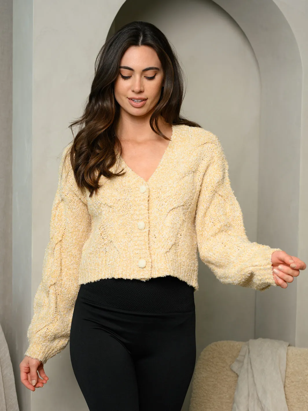 WOMEN'S LONG SLEEVE BUTTON UP SWEATER