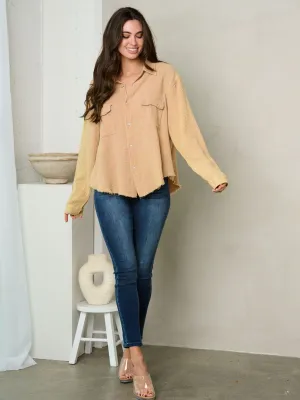 WOMEN'S LONG SLEEVE BUTTON UP TOP