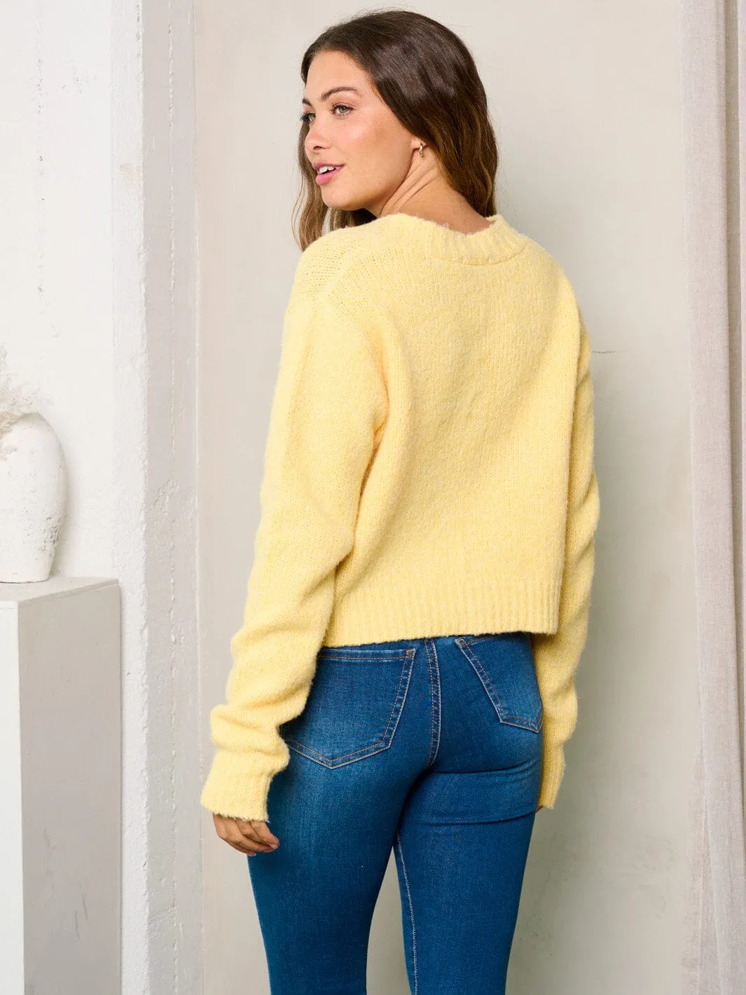 WOMEN'S LONG SLEEVES BUTTON UP KNIT SWEATER
