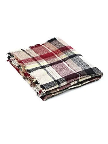 Women's Tassel Plaid Blanket Scarf