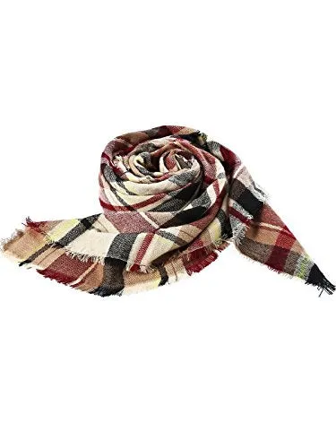 Women's Tassel Plaid Blanket Scarf