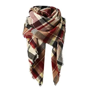 Women's Tassel Plaid Blanket Scarf