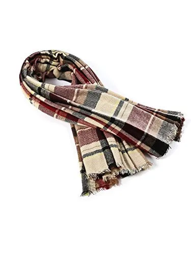 Women's Tassel Plaid Blanket Scarf