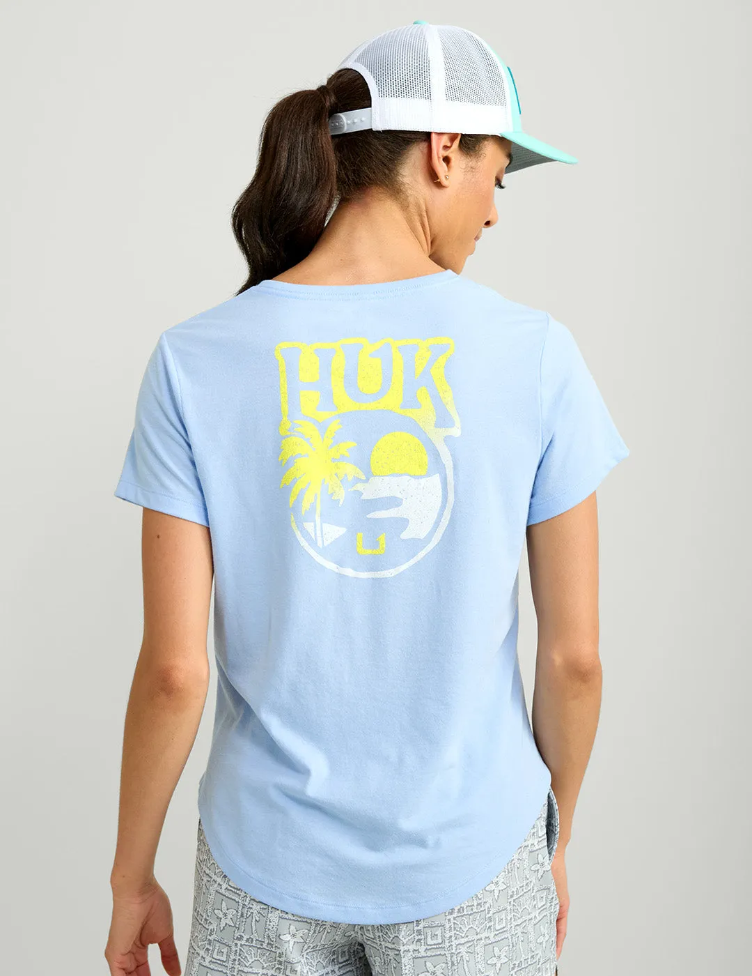 Womens V-Neck Sunset Graphic Tee