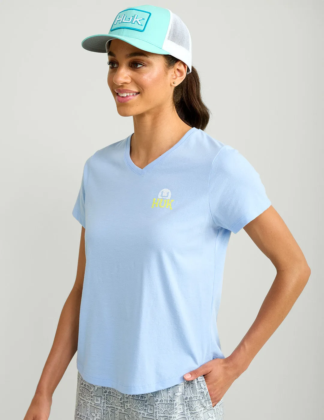 Womens V-Neck Sunset Graphic Tee
