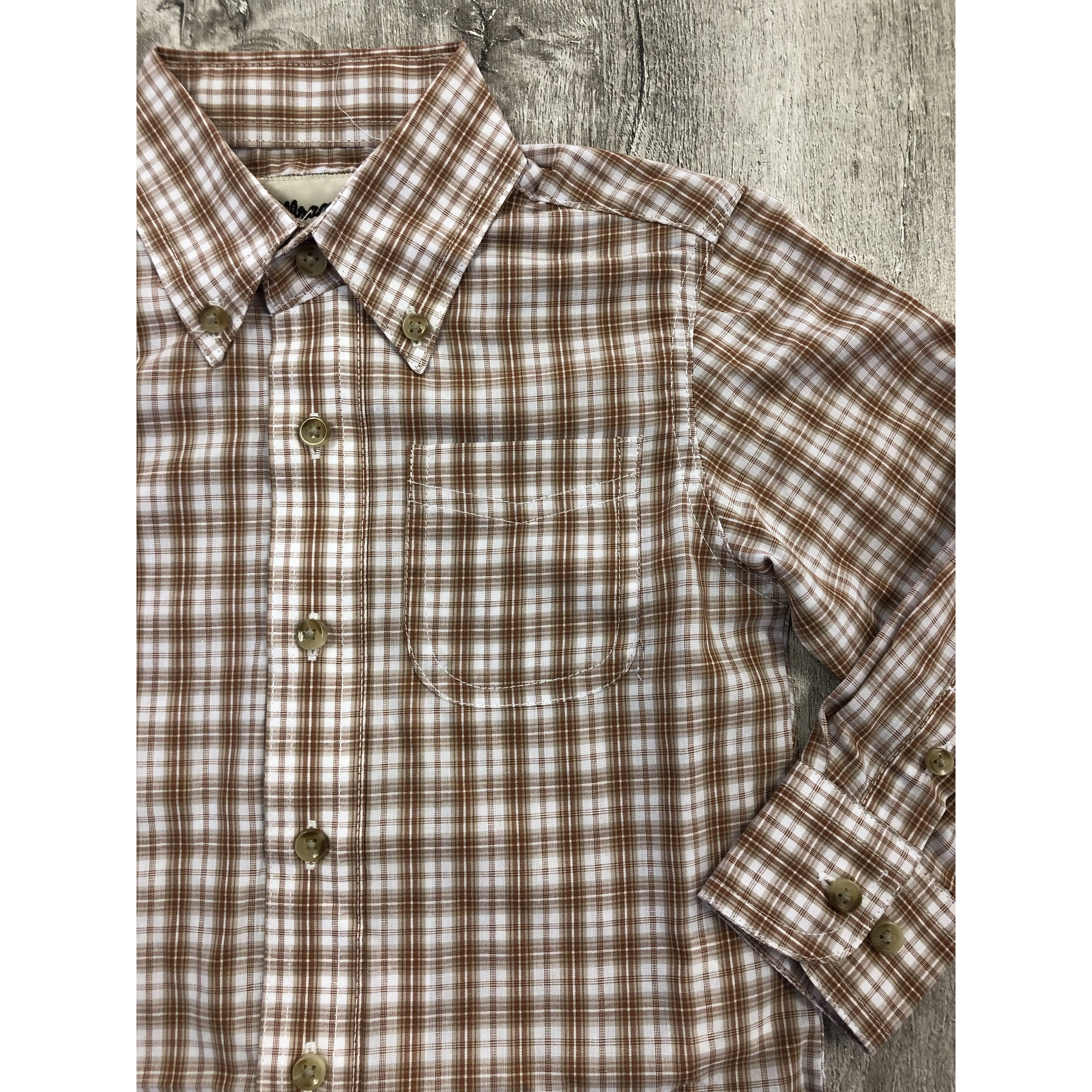 Wrangler Boy's Riata Long Sleeve Plaid Button Up Shirt - Brown