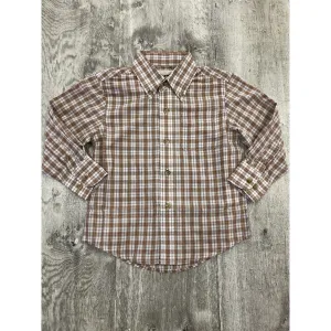 Wrangler Boy's Riata Long Sleeve Plaid Button Up Shirt - Brown