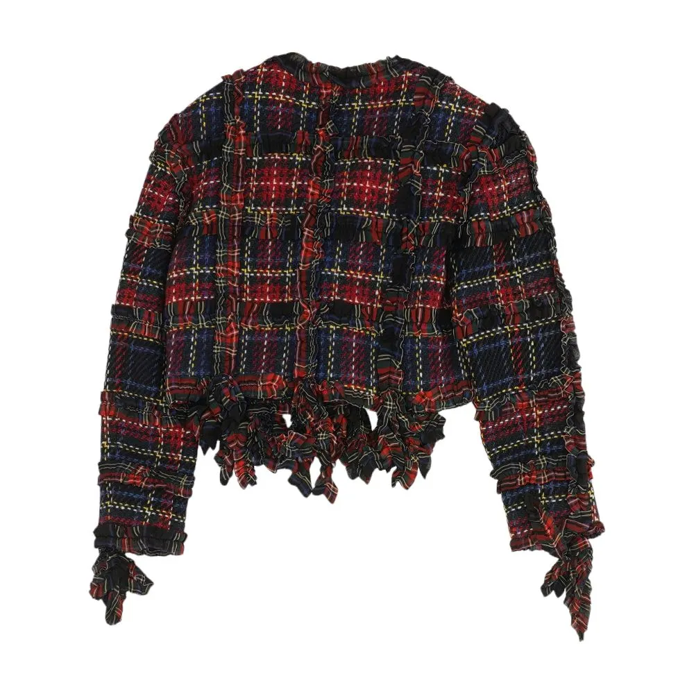 x Morphew Cheap And Chic Plaid Ruffle Wool Blazer Jacket