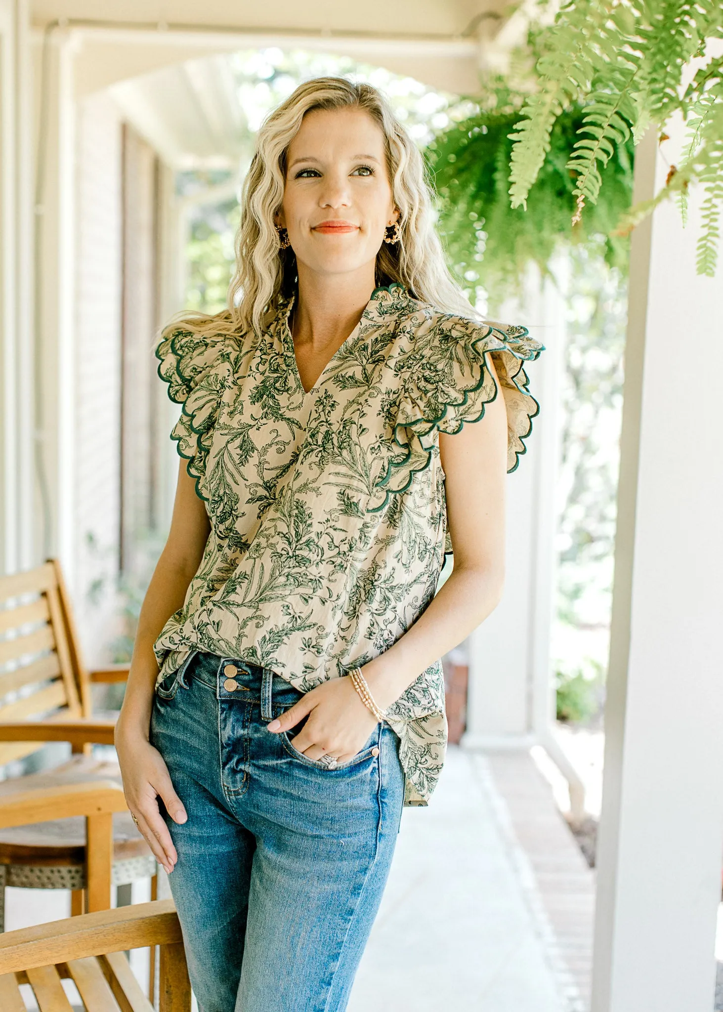 XZ Evergreen Scallop Top