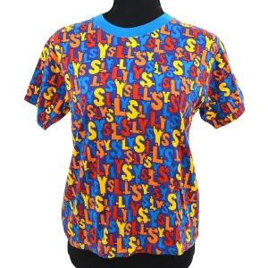 Yves Saint Laurent Logos Round Neck Short Sleeve Tops Blue #150 82953