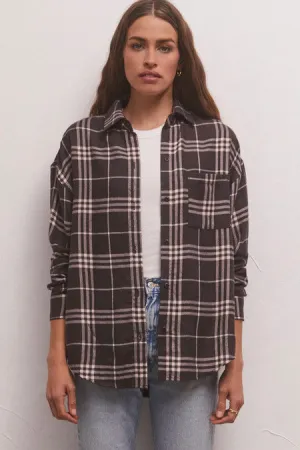 Z Supply River Plaid Button Up Shirt, Black