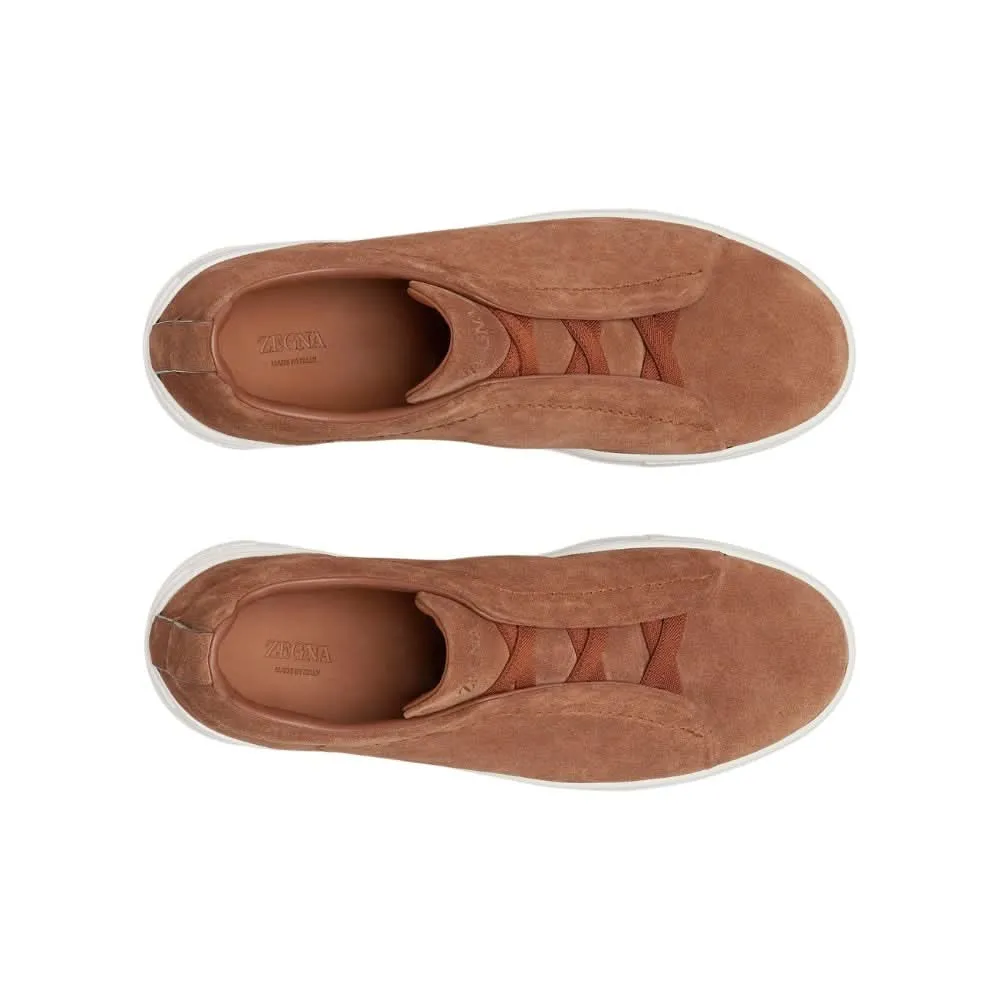 Zegna Triple Stich leather sneakers "Tobacco"