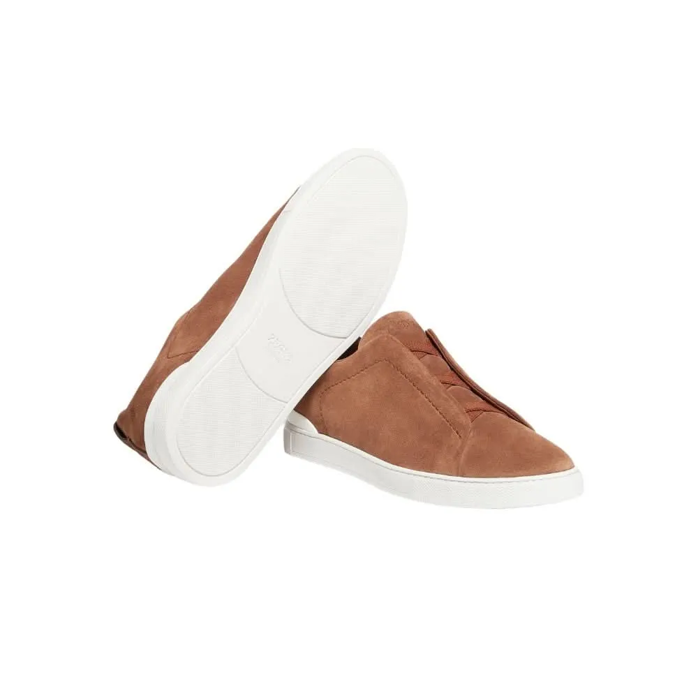 Zegna Triple Stich leather sneakers "Tobacco"