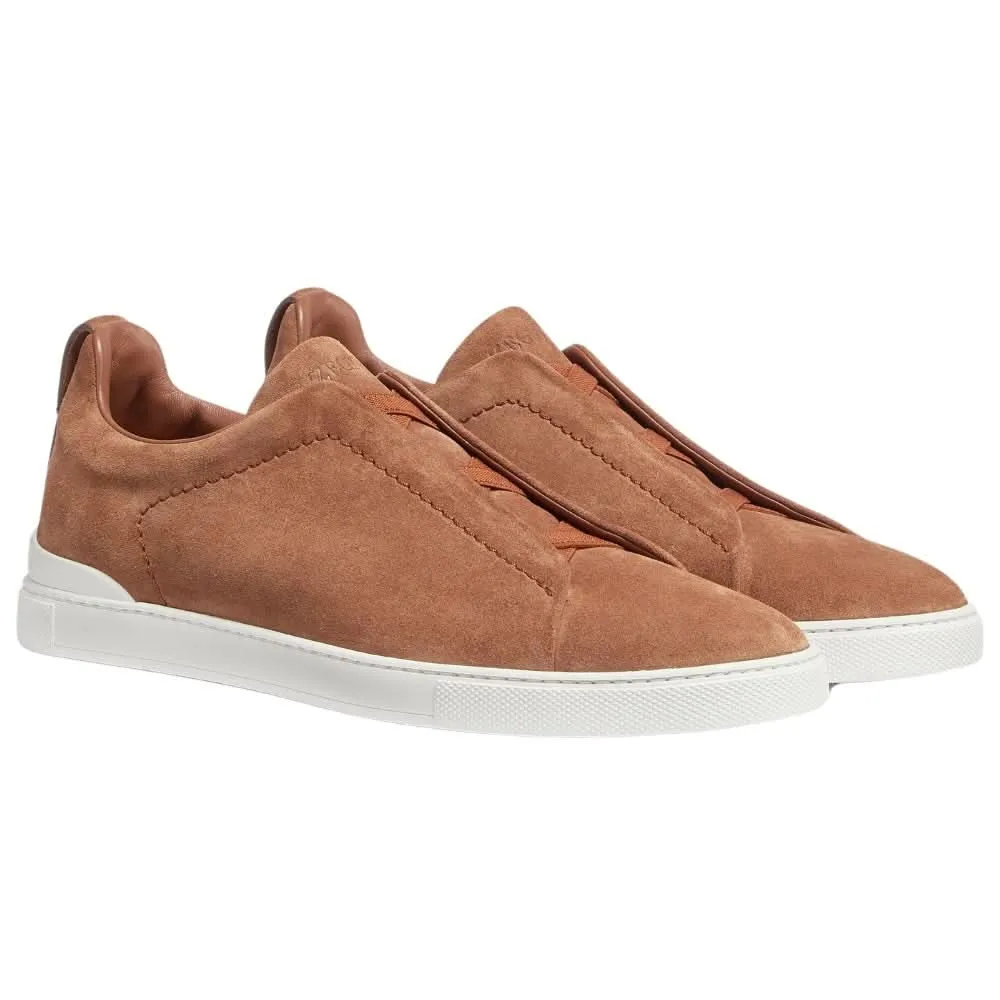 Zegna Triple Stich leather sneakers "Tobacco"